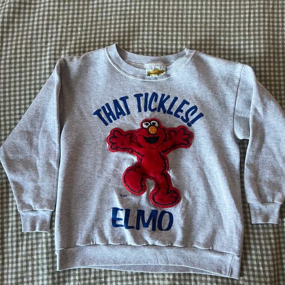 Vintage Gray Elmo Kids Sweatshirt size M